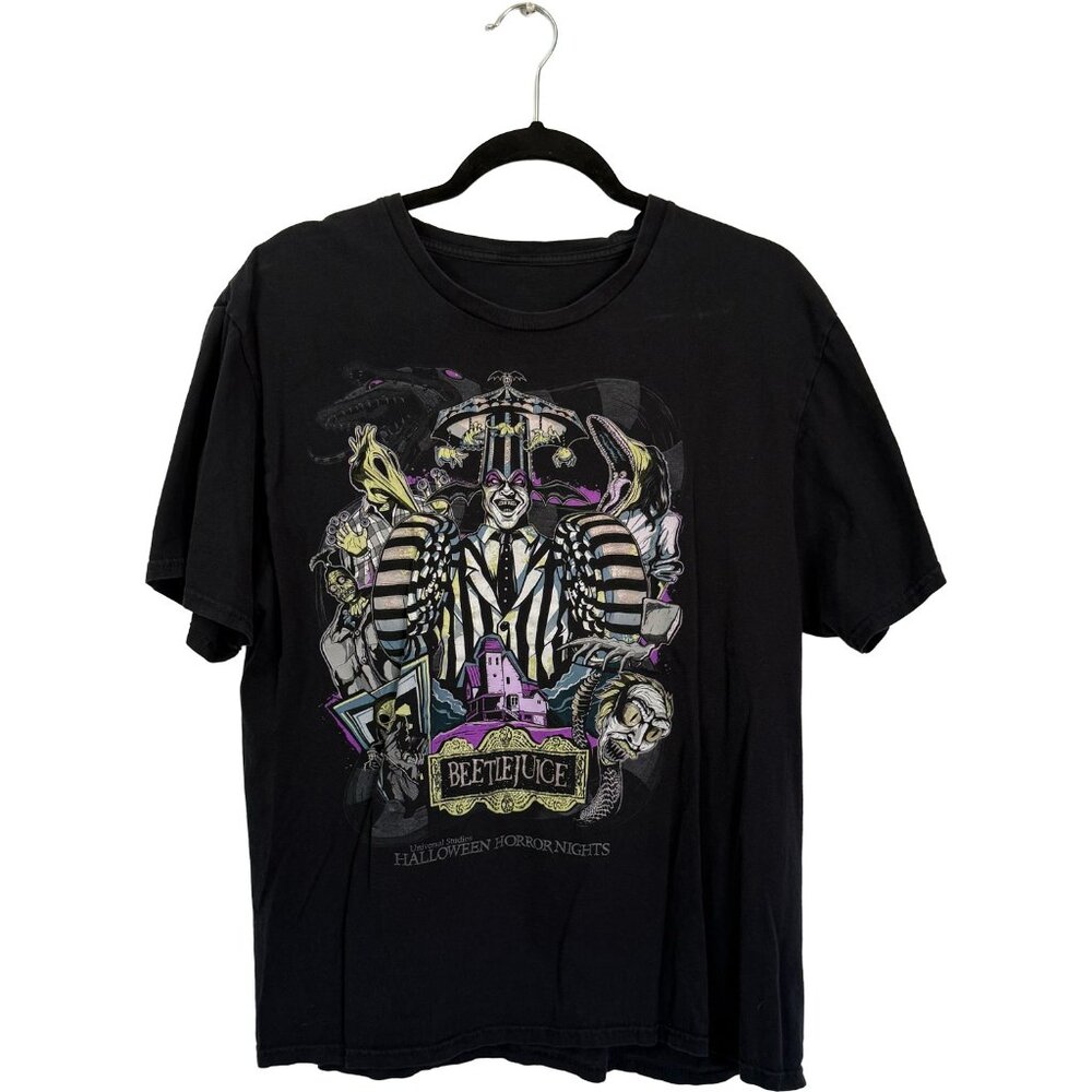 Beetlejuice Universal Studios Halloween Horror Nights Graphic Tee Black Large